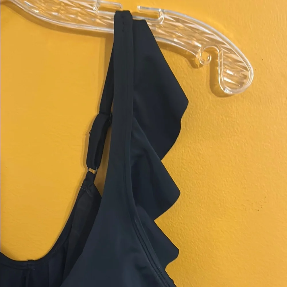 Black Ruffled One-Piece Swimsuit - Picture 3 of 5